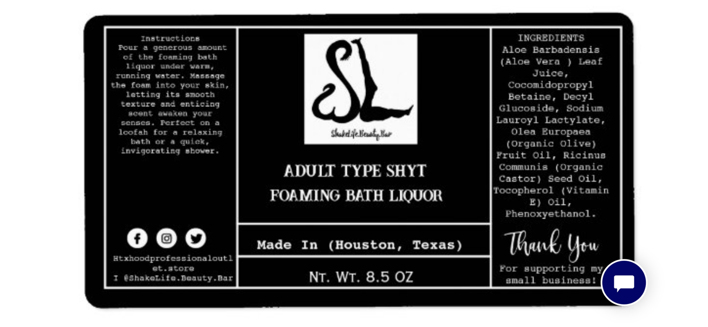Adult Type Shyt Foaming Bath Liquor